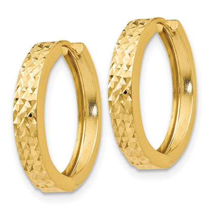 14K Gelbgold Diamantiert Klappbar Creolen