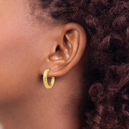 14K Gelbgold Diamantiert Klappbar Creolen