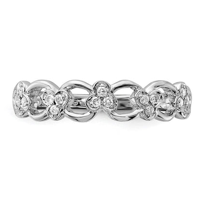 14K Weißgold Ring mit natürlichen Diamanten