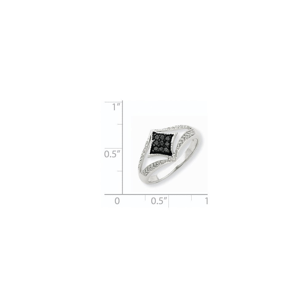 14K Weißgold Ring mit schwarzen und weißen Diamanten