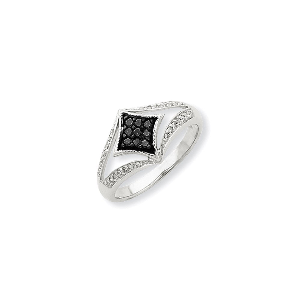 14K Weißgold Ring mit schwarzen und weißen Diamanten