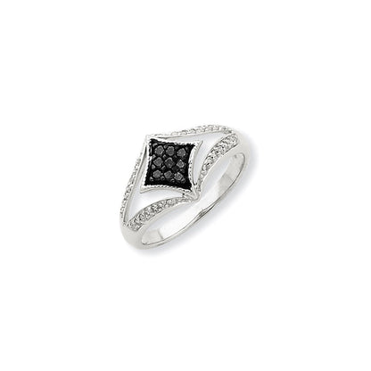 14K Weißgold Ring mit schwarzen und weißen Diamanten