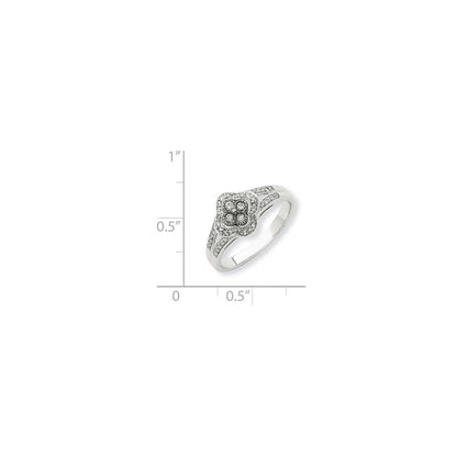 14K Weißgold Ring mit schwarzen und weißen Diamanten
