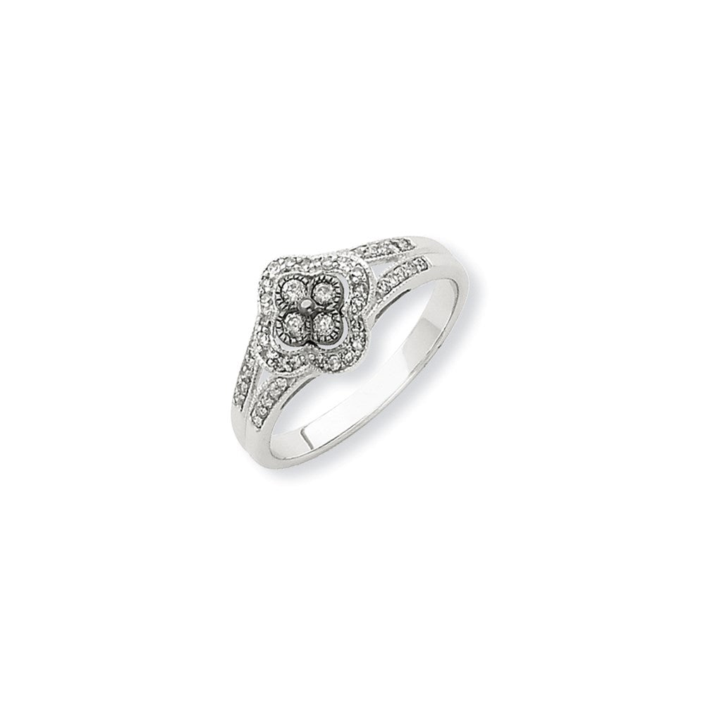 14K Weißgold Ring mit schwarzen und weißen Diamanten
