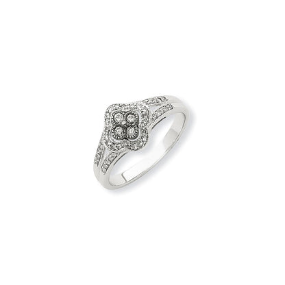 14K Weißgold Ring mit schwarzen und weißen Diamanten