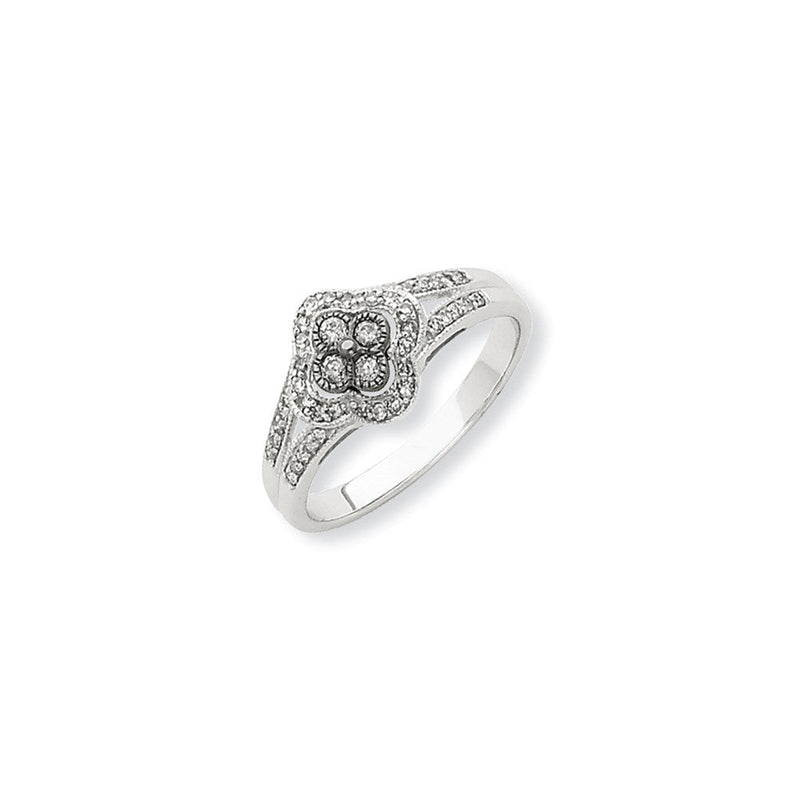 14K Weißgold Ring mit schwarzen und weißen Diamanten