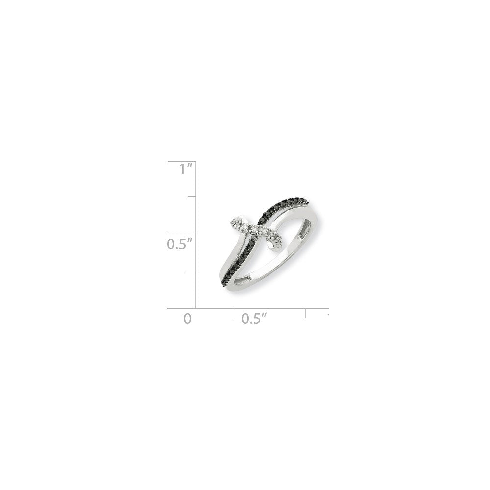 14K Weißgold Ring mit schwarzen und weißen Diamanten
