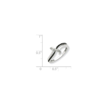 14K Weißgold Ring mit schwarzen und weißen Diamanten