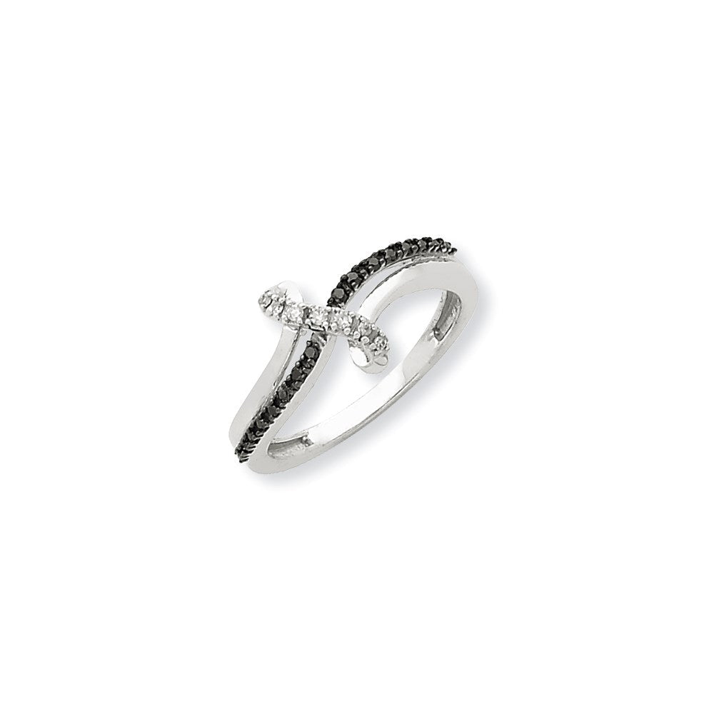 14K Weißgold Ring mit schwarzen und weißen Diamanten