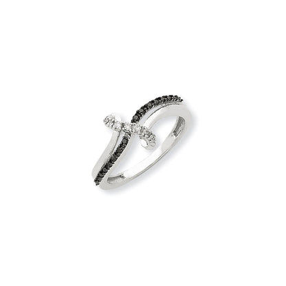 14K Weißgold Ring mit schwarzen und weißen Diamanten
