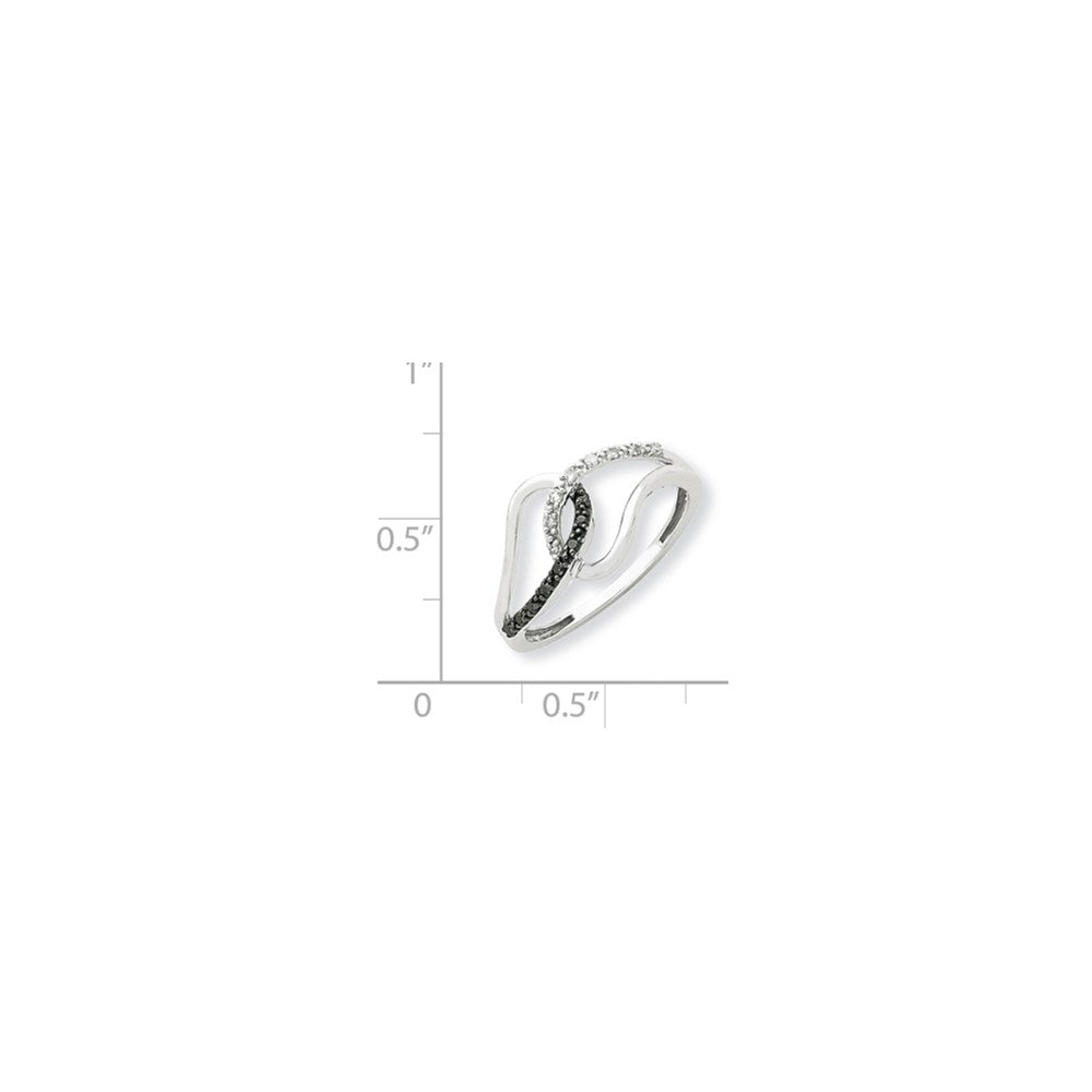 14K Weißgold Ring mit schwarzen und weißen Diamanten