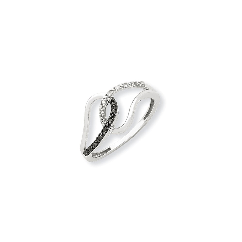 14K Weißgold Ring mit schwarzen und weißen Diamanten