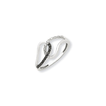 14K Weißgold Ring mit schwarzen und weißen Diamanten