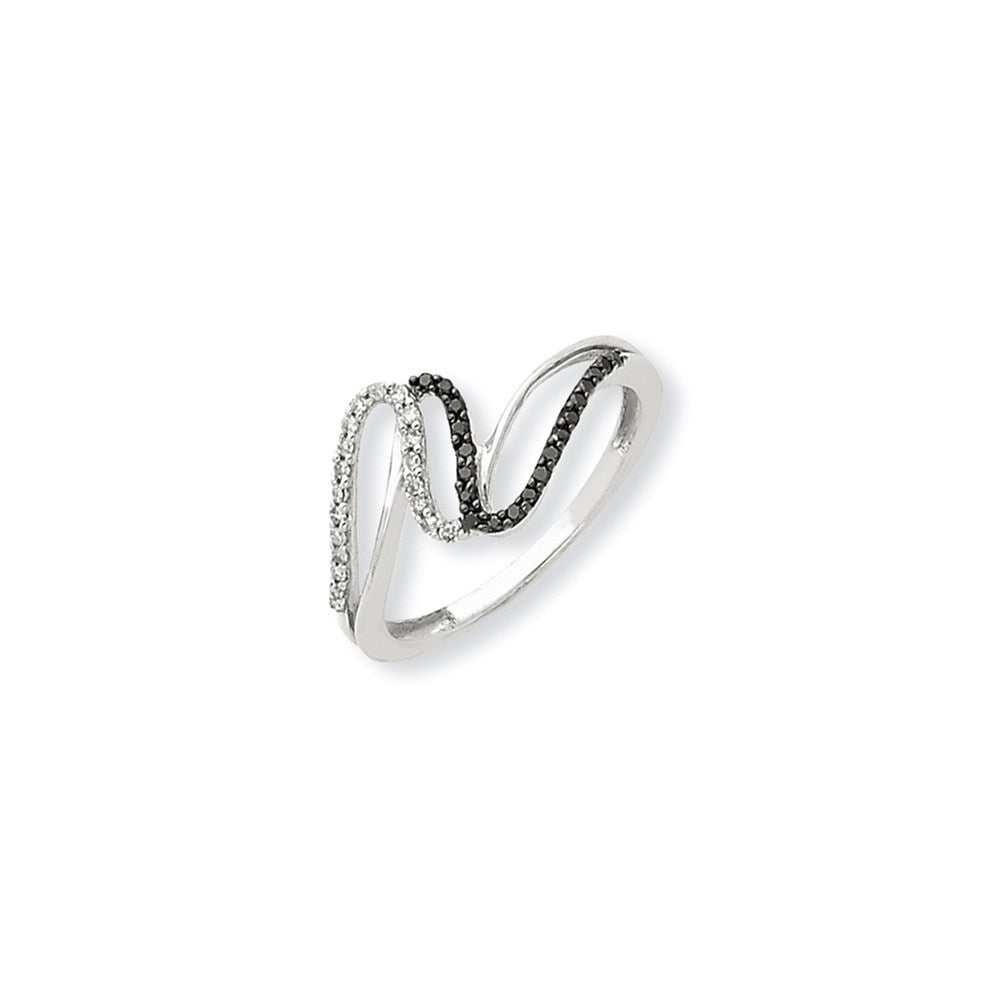 14K Weißgold Ring mit schwarzen und weißen Diamanten
