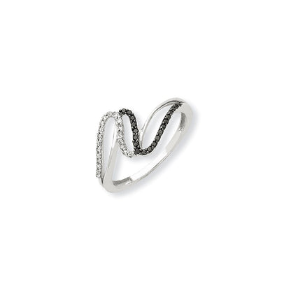 14K Weißgold Ring mit schwarzen und weißen Diamanten