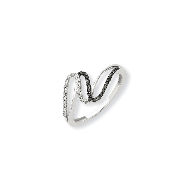 14K Weißgold Ring mit schwarzen und weißen Diamanten