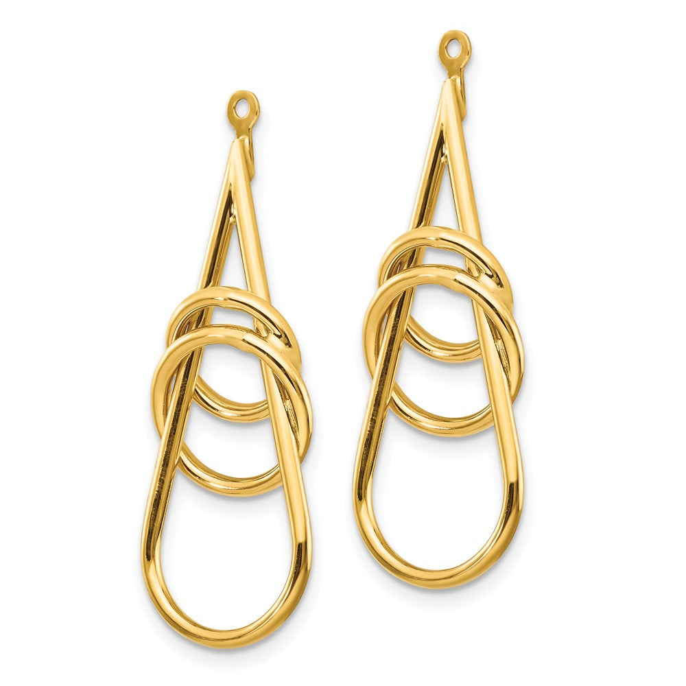 14K Gelbgold Ohrring-Jackets, poliert, ausgefallen, Tropfenform