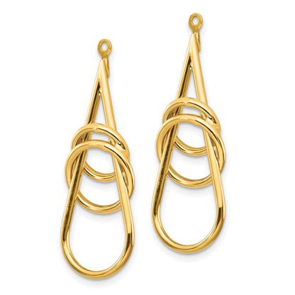 14K Gelbgold Ohrring-Jackets, poliert, ausgefallen, Tropfenform