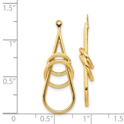 14K Gelbgold Ohrring-Jackets, poliert, ausgefallen, Tropfenform