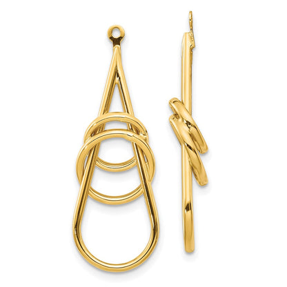 14K Gelbgold Ohrring-Jackets, poliert, ausgefallen, Tropfenform