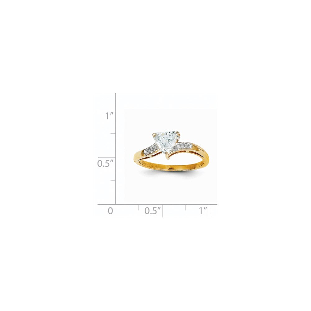 14K Gelbgold Ring mit Aquamarin und echten Diamanten