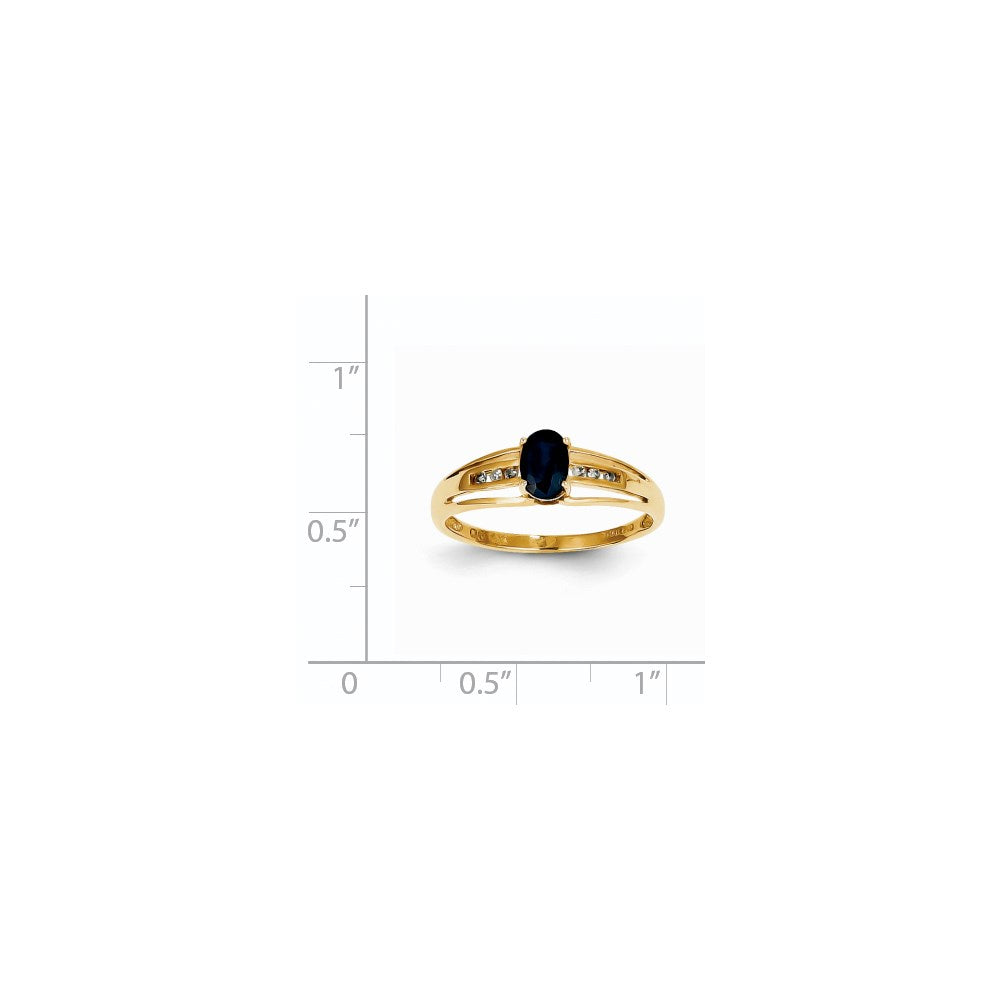 14K Gelbgold Ring mit Saphir und Diamant