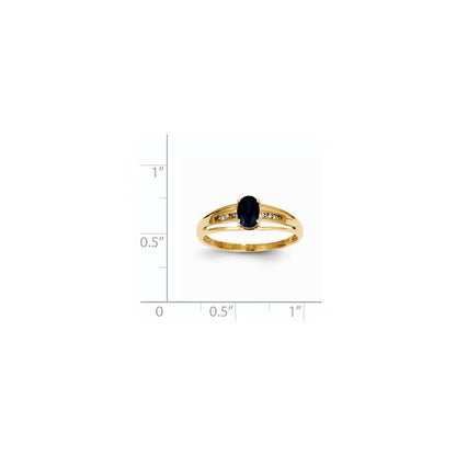 14K Gelbgold Ring mit Saphir und Diamant