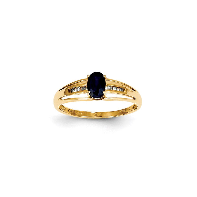 14K Gelbgold Ring mit Saphir und Diamant