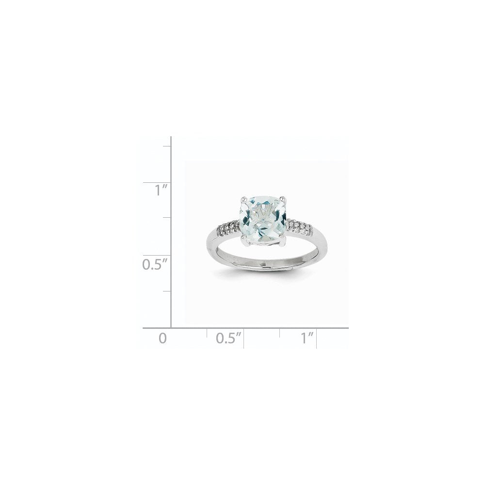 14K Weißgold Ring mit Aquamarin und natürlichen Diamanten