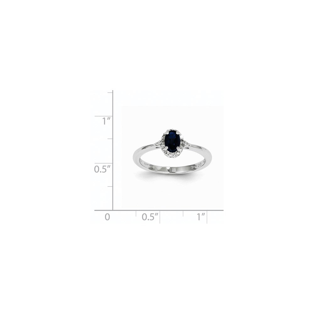 14K Weißgold Ring mit Saphir und natürlichen Diamanten
