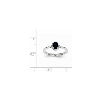 14K Weißgold Ring mit Saphir und natürlichen Diamanten
