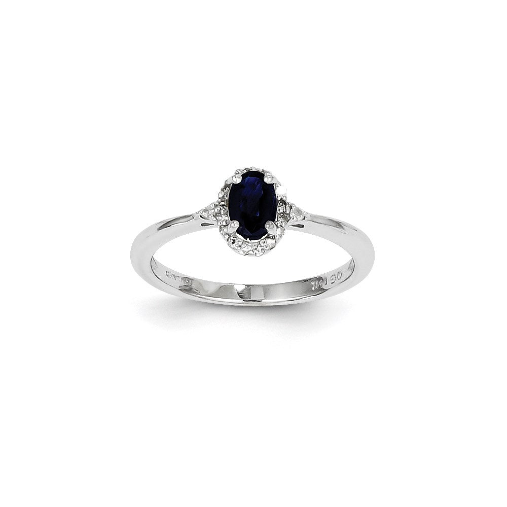 14K Weißgold Ring mit Saphir und natürlichen Diamanten