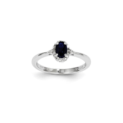 14K Weißgold Ring mit Saphir und natürlichen Diamanten