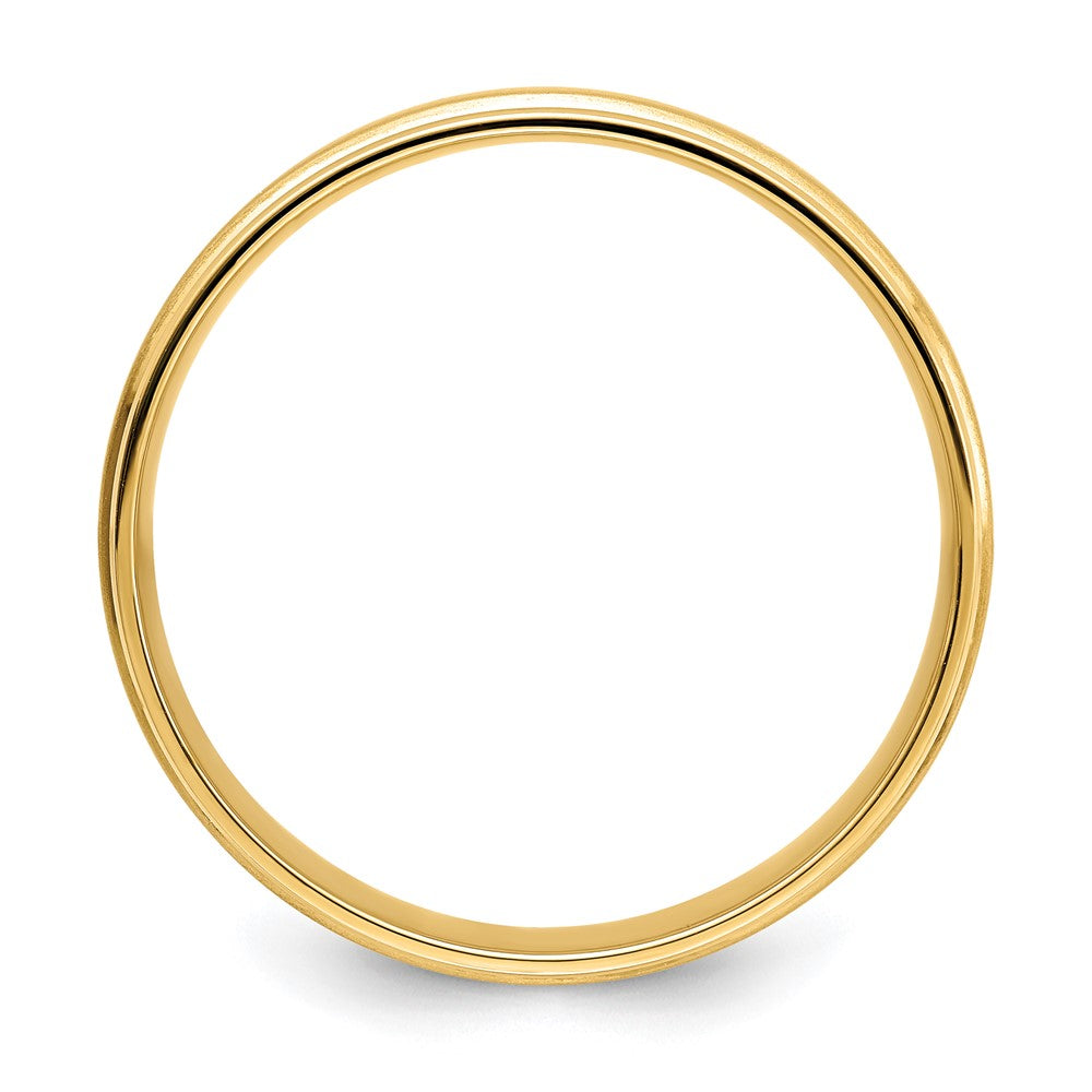 14K Gelbgold 6 mm Ehering mit Standardgewicht, Komfort-Passform, gebürstet-satinierter/polierter Oberfläche und gerillter Kante