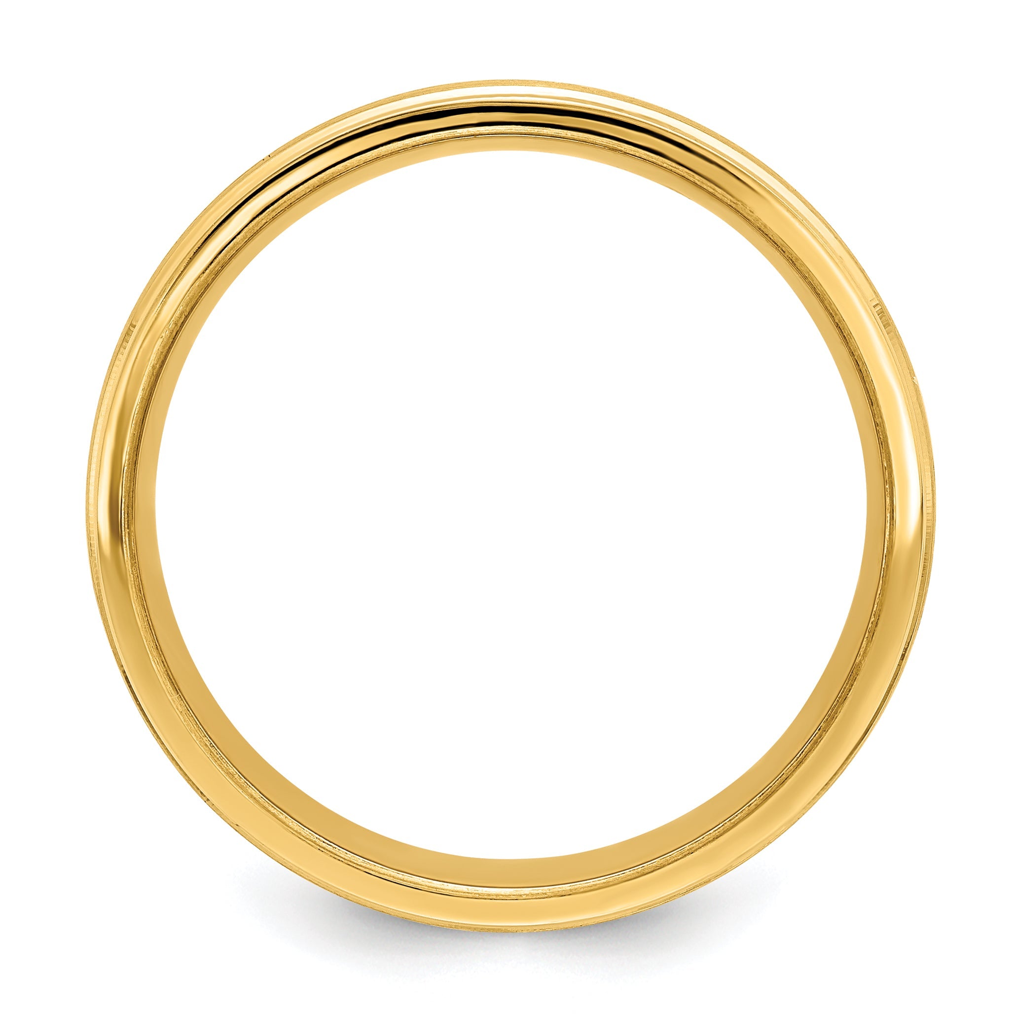 14K Gelbgold 6 mm leichter Ehering mit Komfort-Passform, satiniert gebürstet mit dekorativer Mittellinie