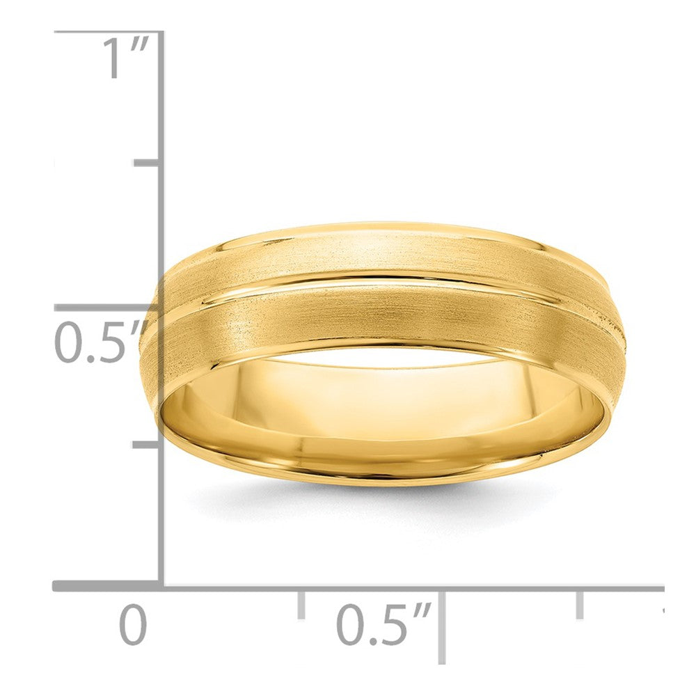 14K Gelbgold 6 mm Ehering mit Standardgewicht, Komfort-Passform und gebürsteter/polierter Mittellinie