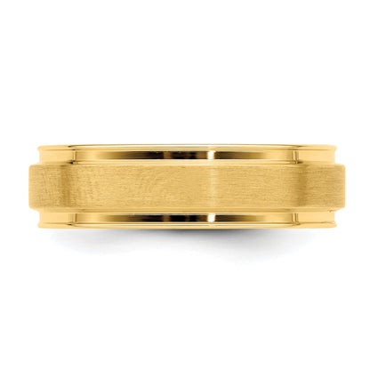 14K Gelbgold 6 mm Ehering mit Komfort-Passform, schwerer Ausführung und mattierter Satin-Oberfläche