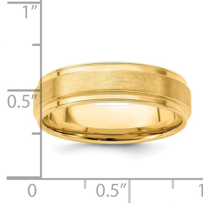 14K Gelbgold 6 mm Ehering mit Komfort-Passform, schwerer Ausführung und mattierter Satin-Oberfläche