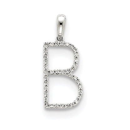 14K Weißgold Diamant-Buchstabe-B-Anhänger