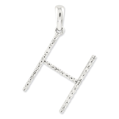 14K Weißgold Diamant-Anhänger Buchstabe H