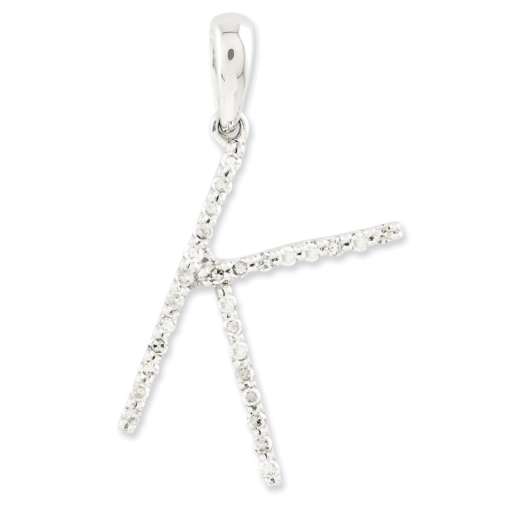 14K Weißgold Diamant-Anhänger Buchstabe K