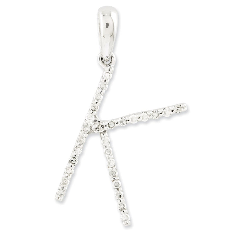 14K Weißgold Diamant-Anhänger Buchstabe K