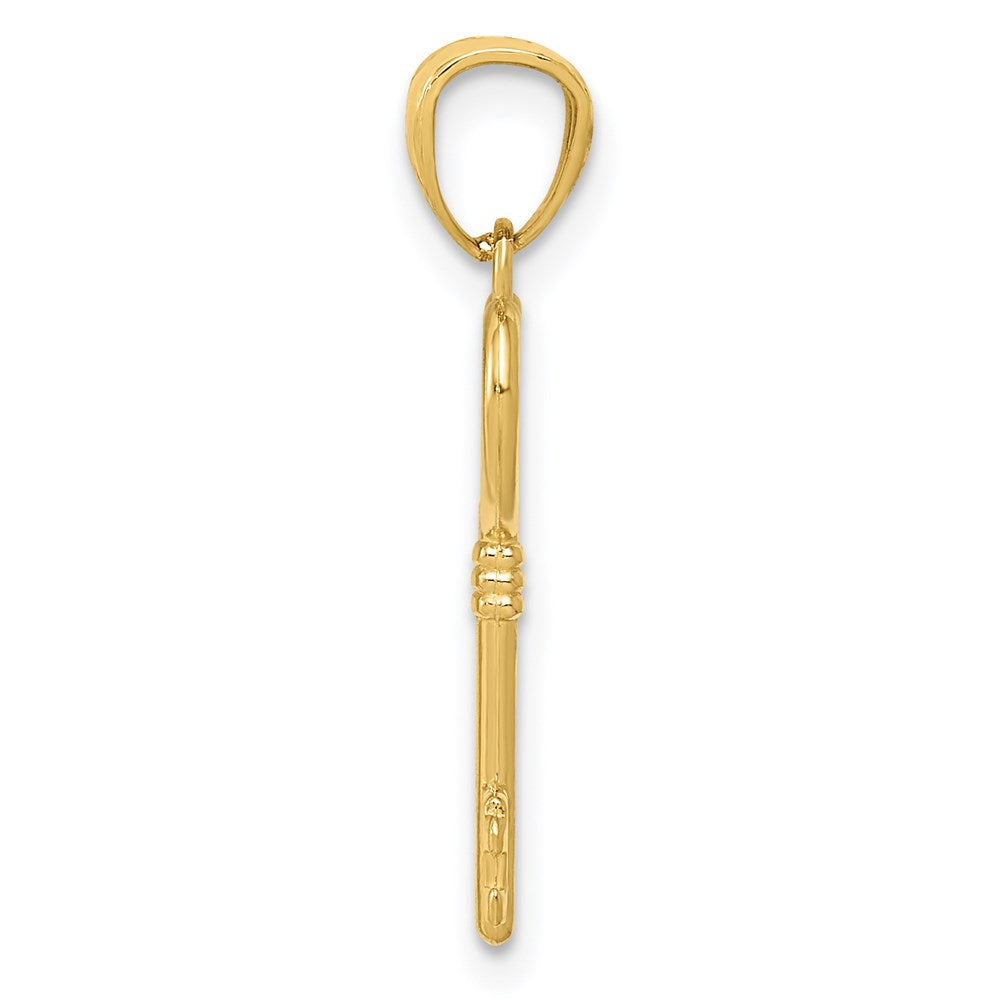 14K Gelbgold 14K Poliert 3d Herz Key Charm