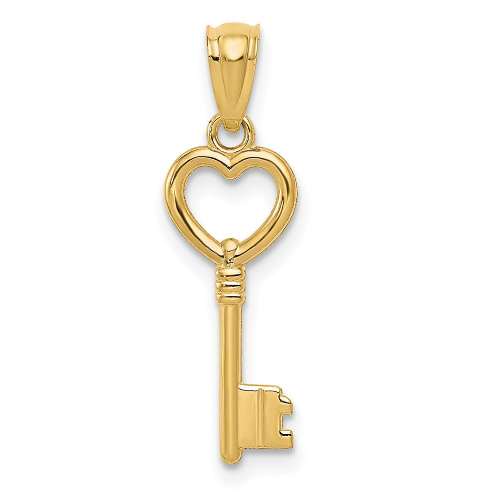 14K Gelbgold 14K Poliert 3d Herz Key Charm