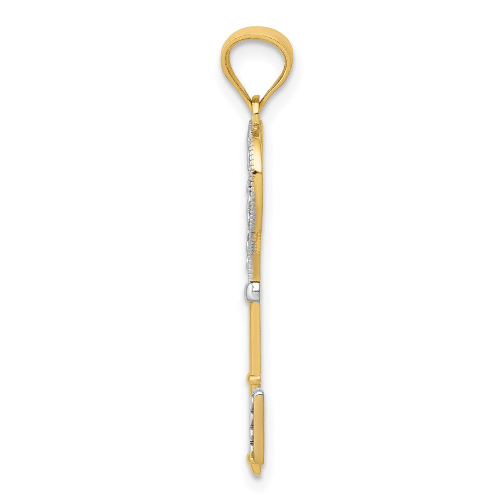 14K Gelb & Rhodium 14K mit Weiß Rhodium Poliert Herz Key Charm