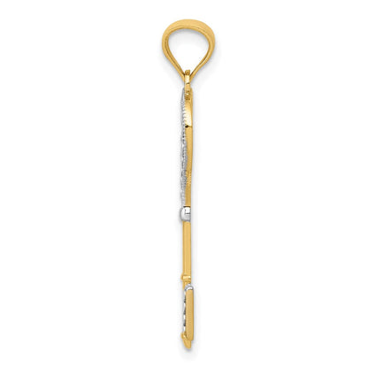 14K Gelb & Rhodium 14K mit Weiß Rhodium Poliert Herz Key Charm