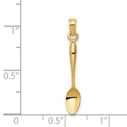 14K Gelbgold 14K 3-d Tisch Spoon Anhänger