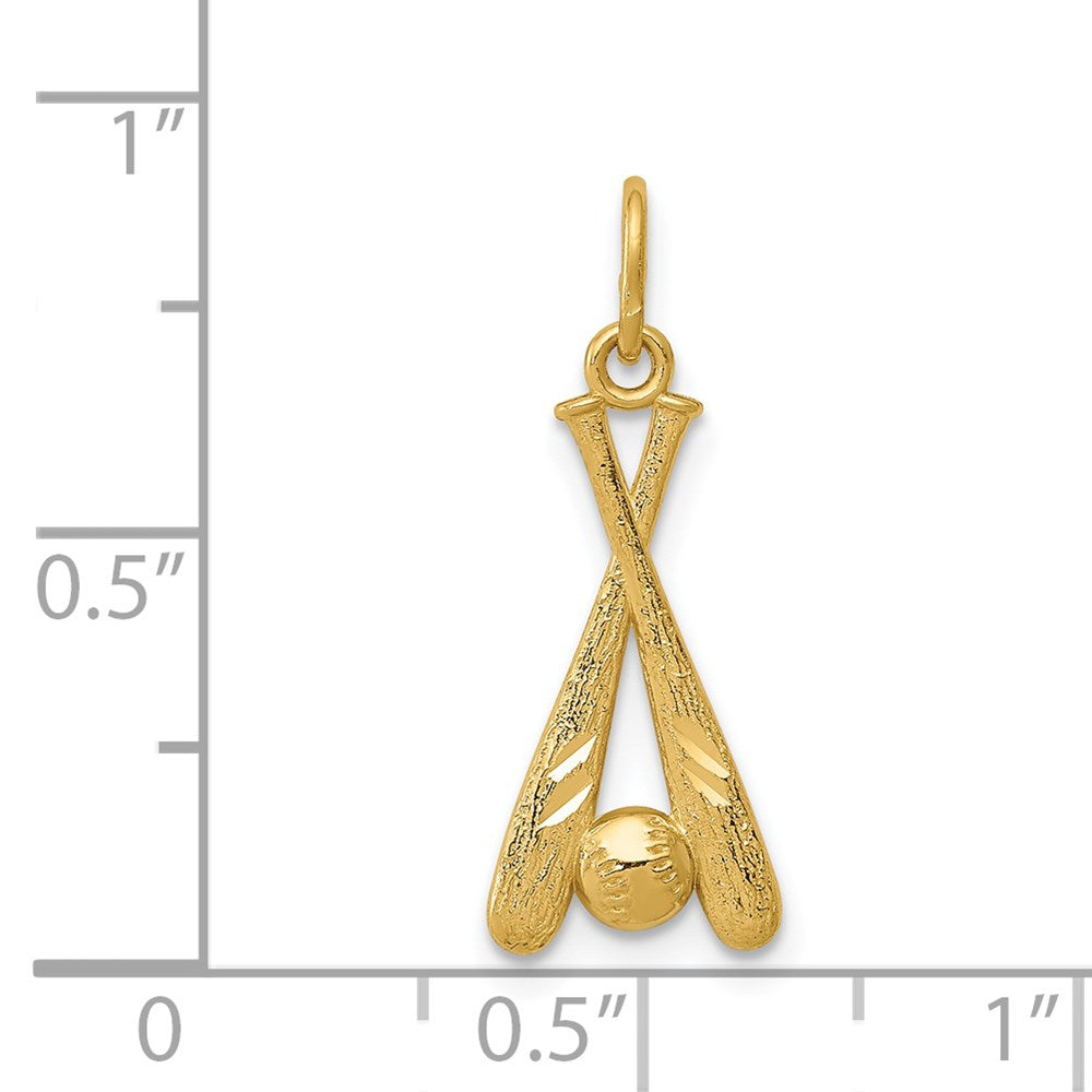 14K Gelbgold 14K Baseball Bats und Kugel Anhänger