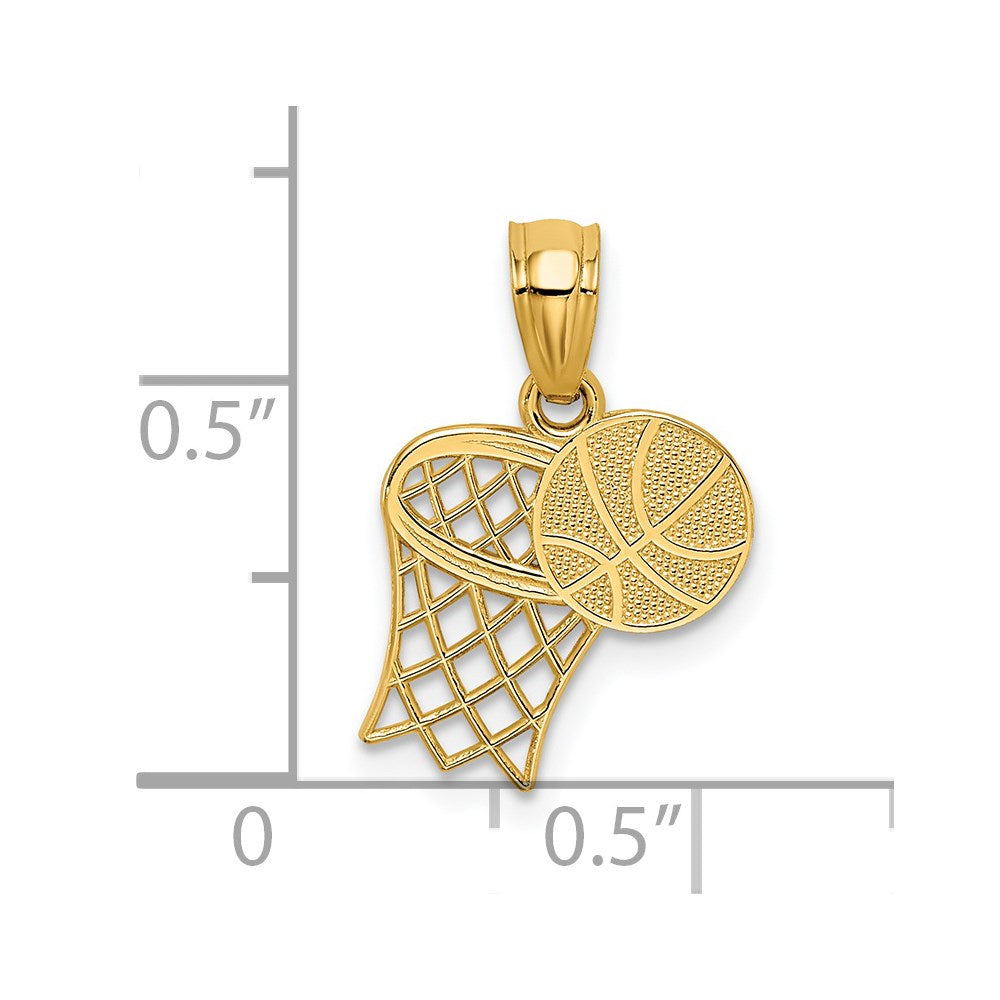 14K Gelbgold 14K Basketball und Creole Anhänger