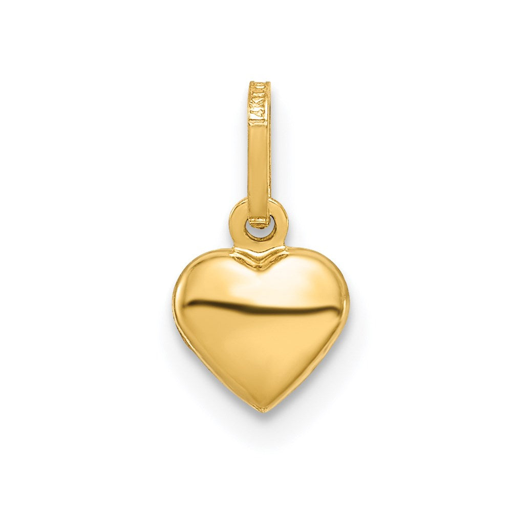 14K Gelbgold 14K Poliert 3-d Gewölbt Herz Charm